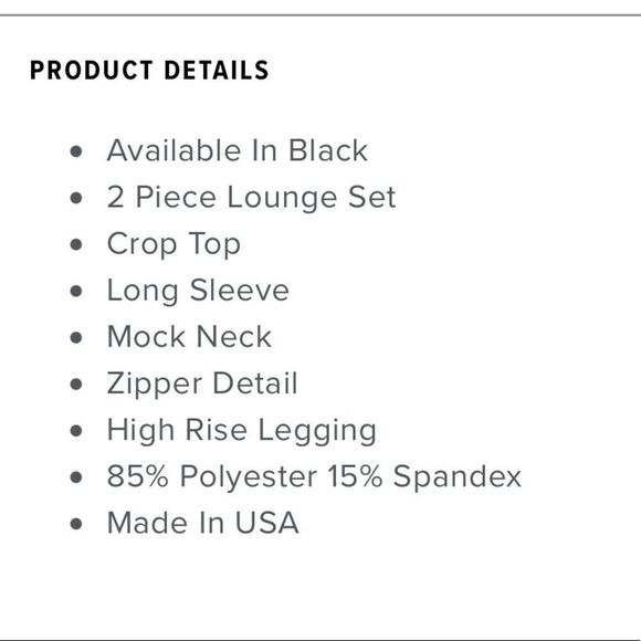 Keep Breathin Lounge Set - Black- NWOT - Picture 7 of 7